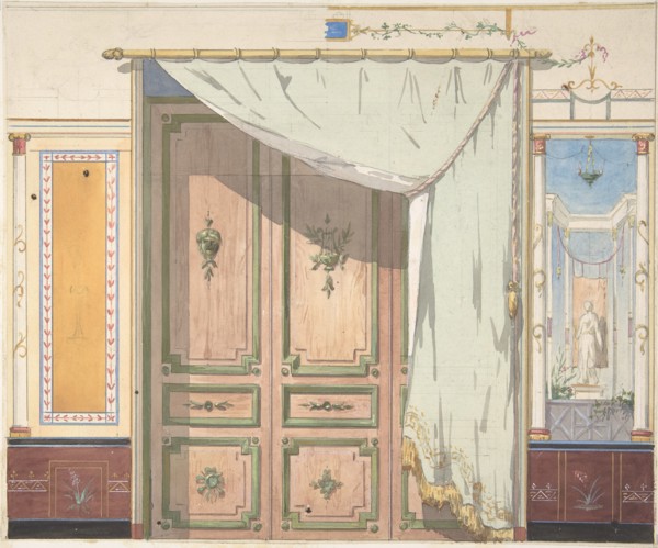 Pompeiian Design for Doorway and Wall with Curtain (possibly for Deepdene, Dorking, Surrey), second half 19th century.