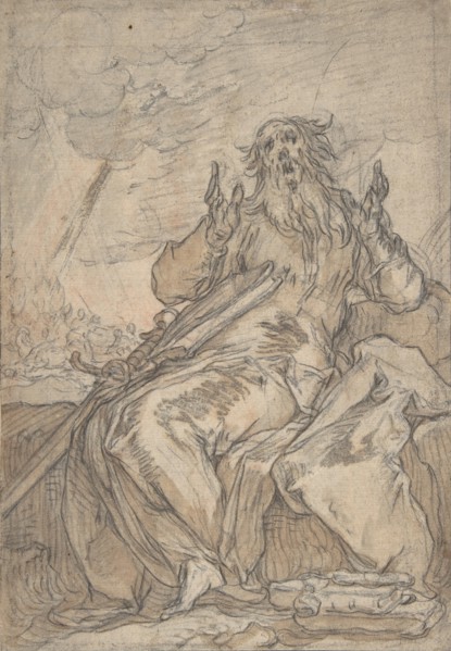Saint Paul Seated, with his Conversion in the Background; Verso: Figure Sketch, late 16th-mid-17th century.