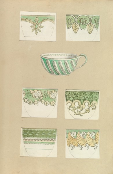 Seven Designs for Decorated Cups, 1845-55.