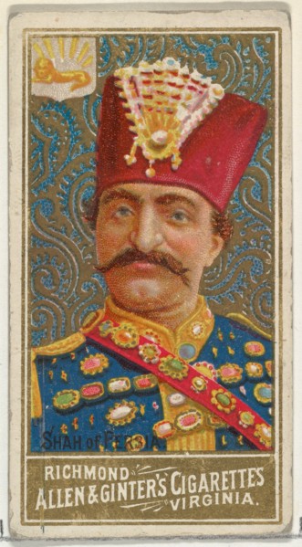 Shah of Persia, from World's Sovereigns series (N34) for Allen & Ginter Cigarettes, 1889.