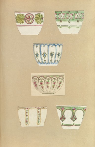 Six Designs for Decorated Cups, 1845-55.