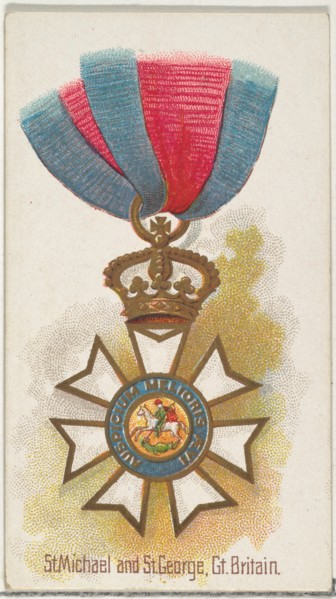 St. Michael and St. George, Great Britain, from the World's Decorations series (N30) for Allen & Ginter Cigarettes, 1890.