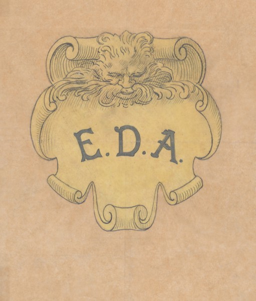 Study for a bronze name plate for Edward D. Adams, ca. 1892.