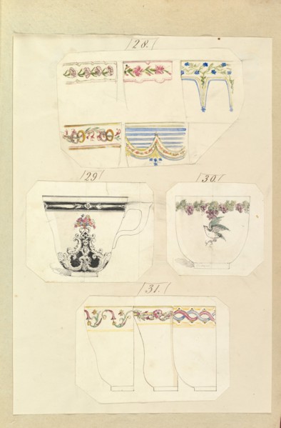 Ten Designs for Decorated Cups, including Osborne Pattern, 1845-55.