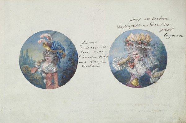 Two Costume Designs or Portrait Types, ca. 1785-90.
