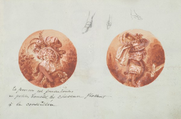 Two Costume Designs or Portrait Types, ca. 1785-90.