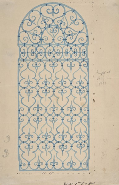 Wrought Iron Gate Design (recto), Sketches for Bracket (verso), 1870-1900.