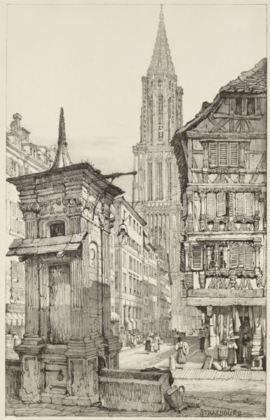 The Rue Mercière and west Front of Strasbourg Cathedral, 1833.