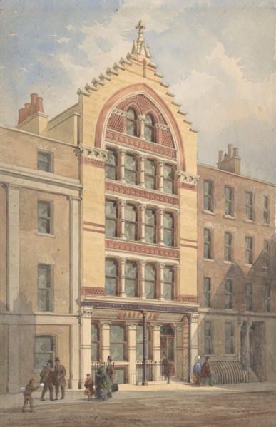 Facade of a Commercial Building, Venetian Gothic Style, ca. 1870.