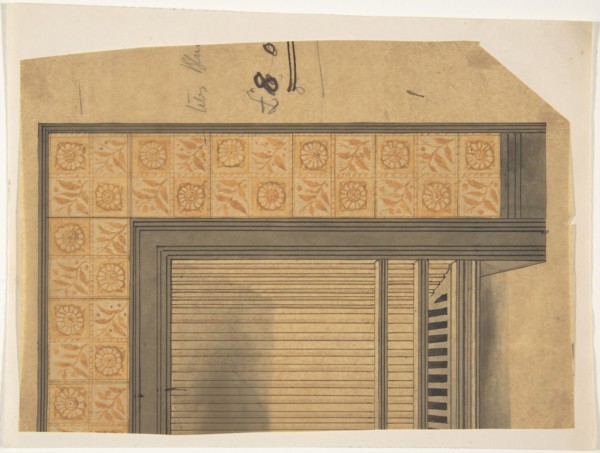 One half a Tiled Fireplace Surround, 19th century.