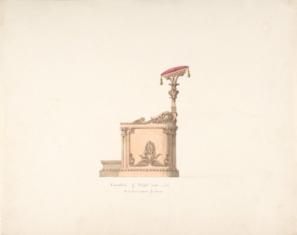 Elevation of a Pulpit, Side View, R. Edmundson & Sons, early 19th century.