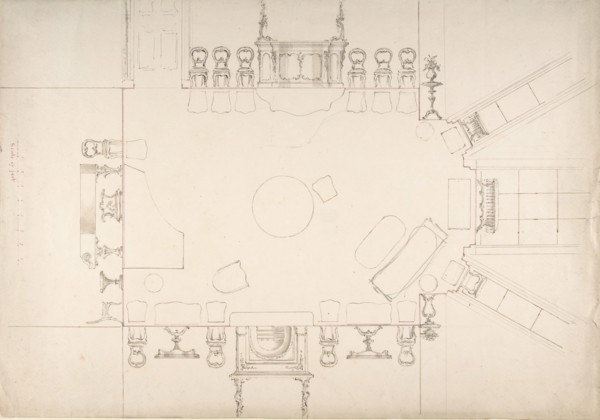 Plan and Elevations of a Music Room, early 19th century.