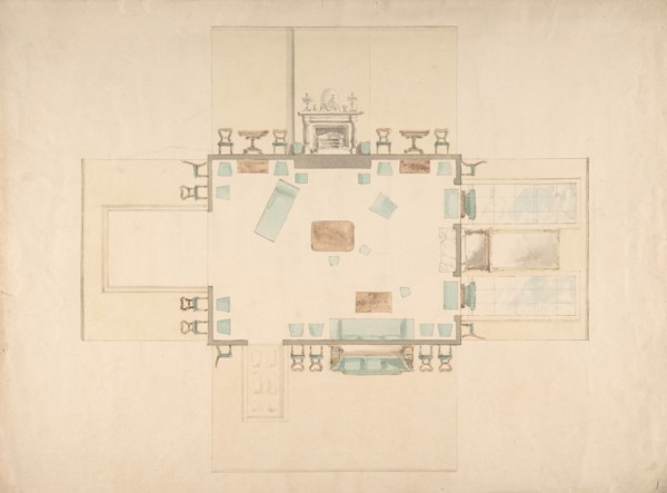 Plan and Elevations of a Room, early 19th century.