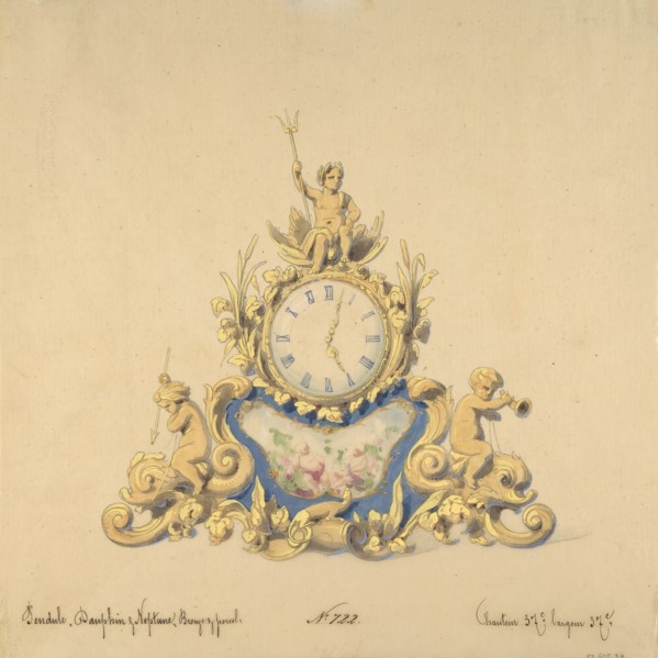 Design for a Clock with Neptune, 19th century.