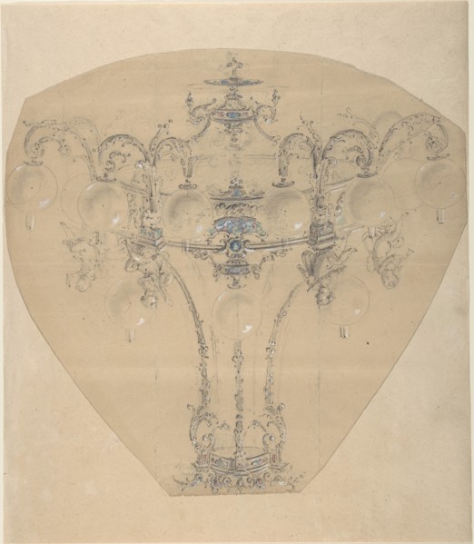 Design for a Gas Chandelier, 1850-70.