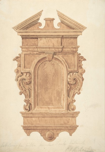 Design for Oak Carving, from the Fireplace, Jerusalem Chamber, Westminster, 1820-71.