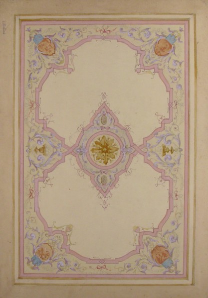 Design for Ceiling Decorated with Lavender Arabesques, 19th century.
