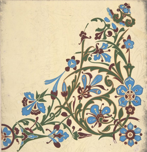 Design for a Floral Pattern, ca. 1883, based on earlier design.