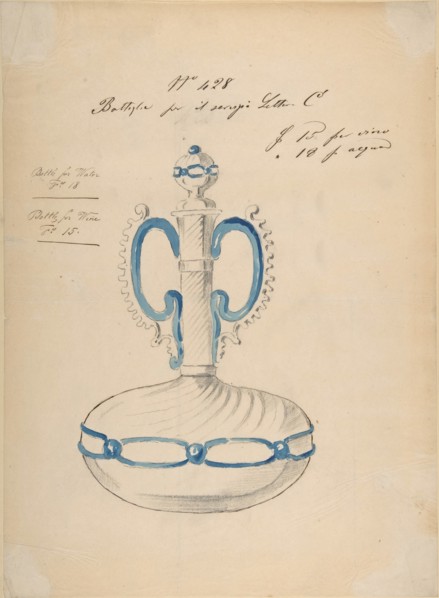 One of Twenty-Three Sheets of Drawings of Glassware (Mirrors, Chandeliers, Goblets, etc.), 1850-80.