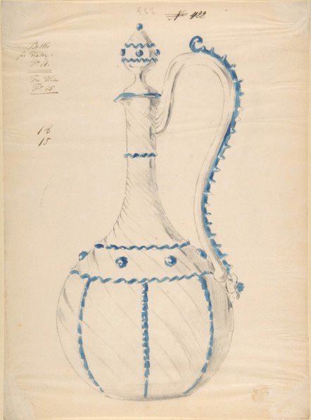 One of Twenty-Three Sheets of Drawings of Glassware (Mirrors, Chandeliers, Goblets, etc.), 1850-80.