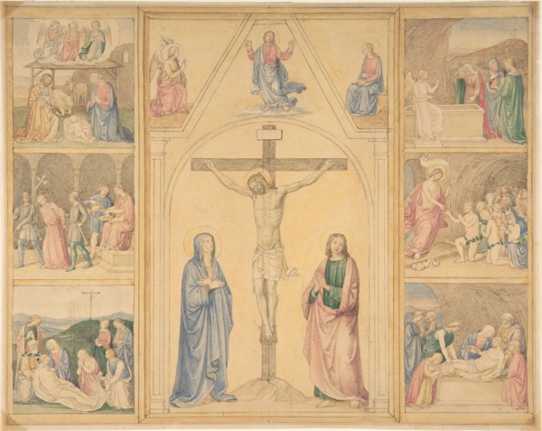 Christ on the Cross with Six Scenes from the Life of Christ, ca. 1850.