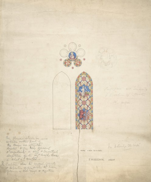 Design for stained glass windows in Ditteridge Church, ca. 1859.