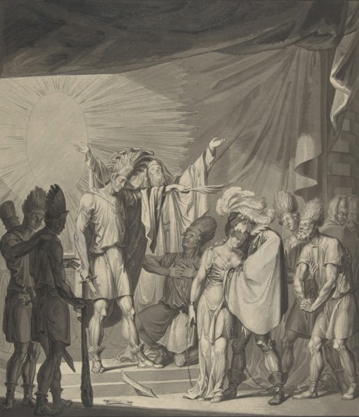 Sun King Anointing a Bound Couple, from August von Kotzebue's Die Sonnenjungfrau, 19th century.