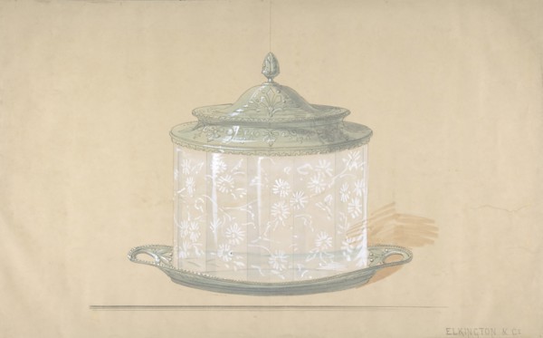 Design for a Glass Box with a Silver Base and Cover, 1820-65.
