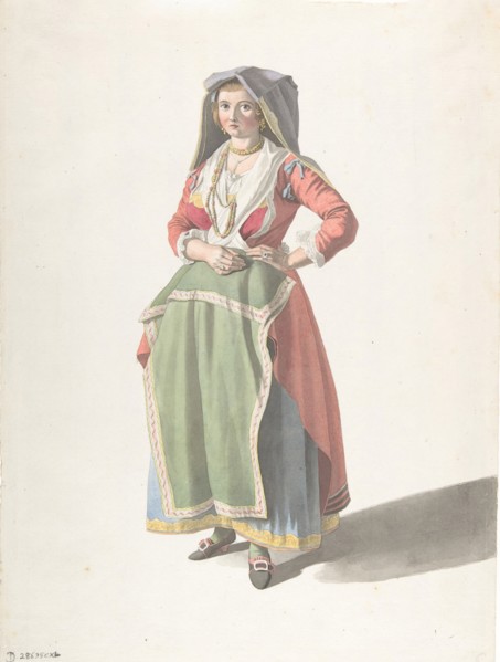 Young Woman Standing in Traditional Neapolitan Dress, ca. 1775-1821.