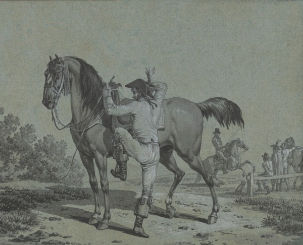 Man Mounting a Horse, .