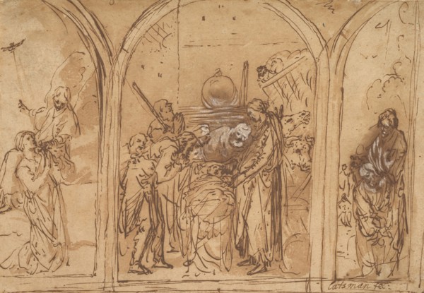 A Design for a Triptych with the Adoration of the Two Saints, early 17th century.