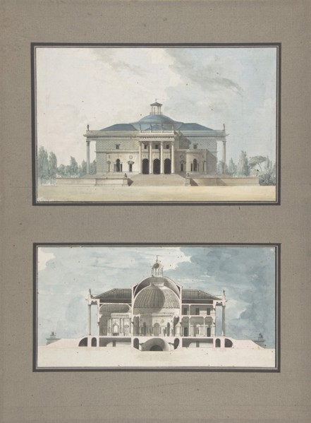 Project for a "Maison de plaisance pour un grand seigneur", Elevation and Section, ca. 1783.
