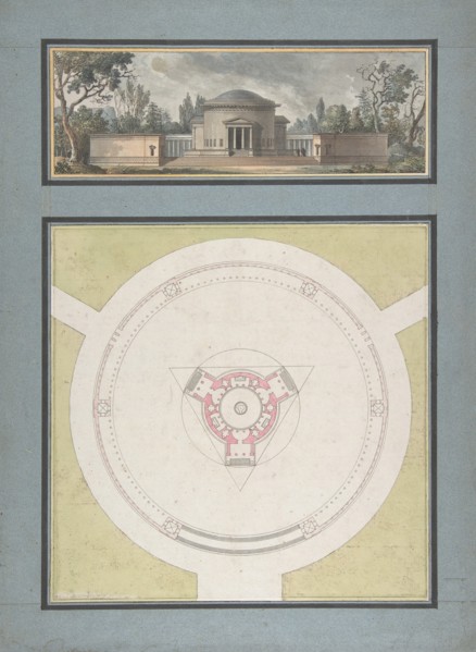 Project for a Temple Dedicated to the Trinity, Elevation and Plan, ca. 1783.