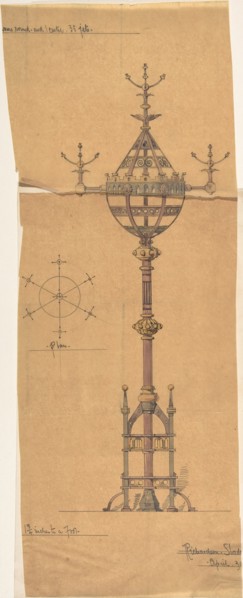 Designs for [Gas?] Lights for a Church, ca. 1880.