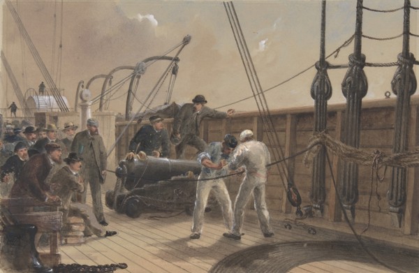 Splicing the Cable (after the First Accident) on Board the Great Eastern, July 25th, 1865, 1865-66.