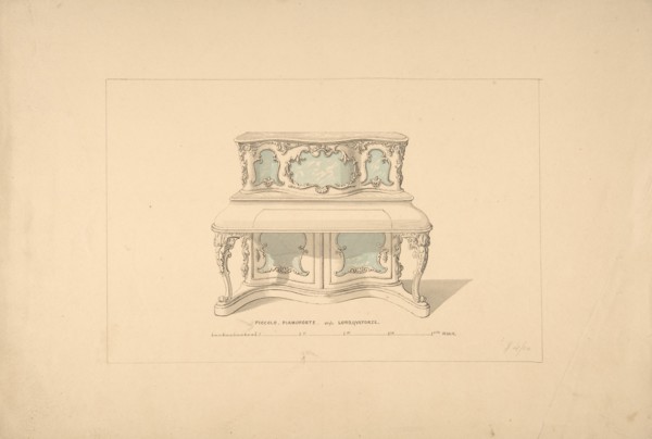 Design for Piccolo Pianoforte, Louis Quatorze Style, 1835-1900.