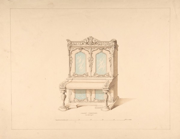 Design for Cabinet Pianoforte, Arabesque Style, 1835-1900.