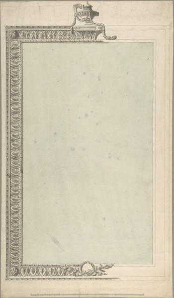 Design for a Pier-glass, of Tall Oblong Form, the Border a Palmette Frieze, the Termination an Urn, 1740-1800.