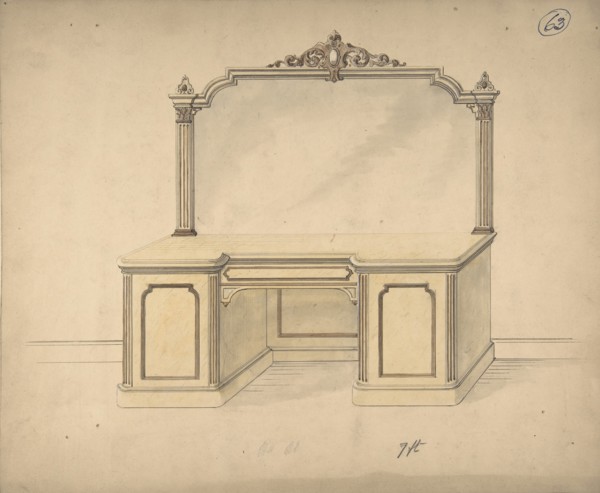 Design for a Desk with Mirror, 1841-84.