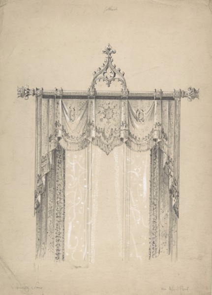 Design for Gothic Curtains and Curtain Rod, 1841-84.