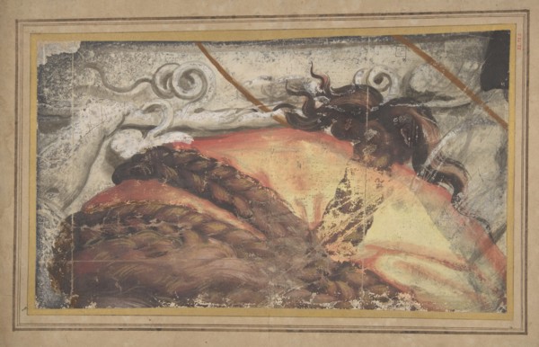 Tapestry Cartoon Fragment: The Top of Woman's Head with Hair Braided over a Cloth Headdress, 1500-50.
