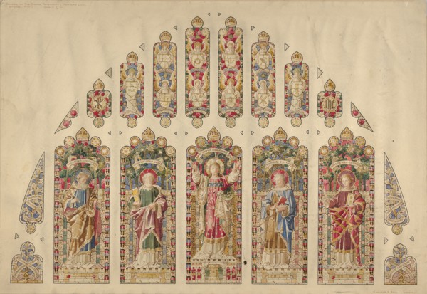 Design for a Multi-paned Stained-glass Window, Church of the Divine Paternity, New York, ca. 1898.