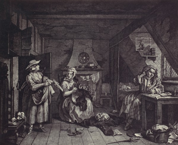 [photo-reproduction of Hogarth's print illustrating the Dunciad, Book I, line III], 1850s-60s.