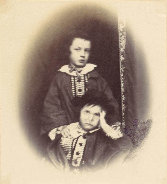 [Vignetted portrait of two children], 1850s-60s.