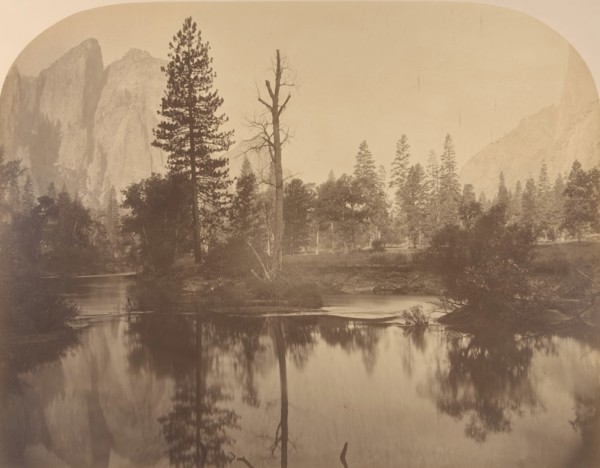 River View Down Valley, Cathedral Rock on Left, 1861.