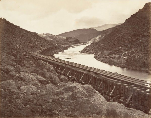Eureka Quartz Mill and Flume, Nevada, 1875, printed ca. 1876.