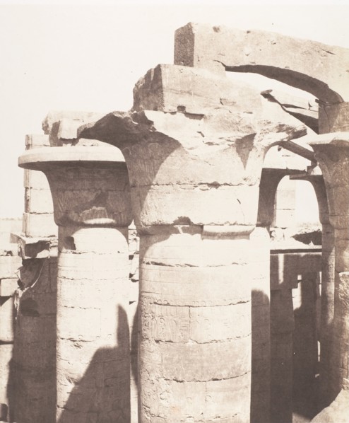 Karnak (Thèbes), Palais - Salle Hypostyle - Colonnade Centrale - Chapiteaux, 1851-52, printed 1853-54.