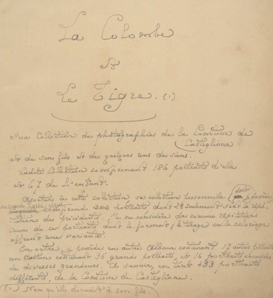 La Colombe et Le Tigre. Ma collection de photographies de la Comtesse de Castiglione, 1860s.