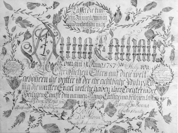 Birth and Baptismal Certificate, 1787.