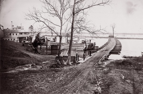 Pontoon Bridge, 1861-65. Formerly attributed to Mathew B. Brady.
